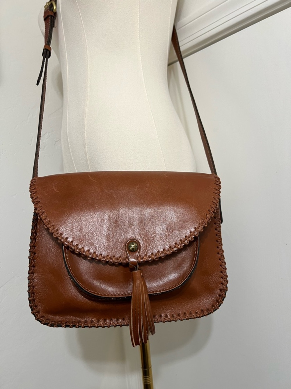 Patricia Nash Beaumont Leather Tassel Flap Crossbody Bag